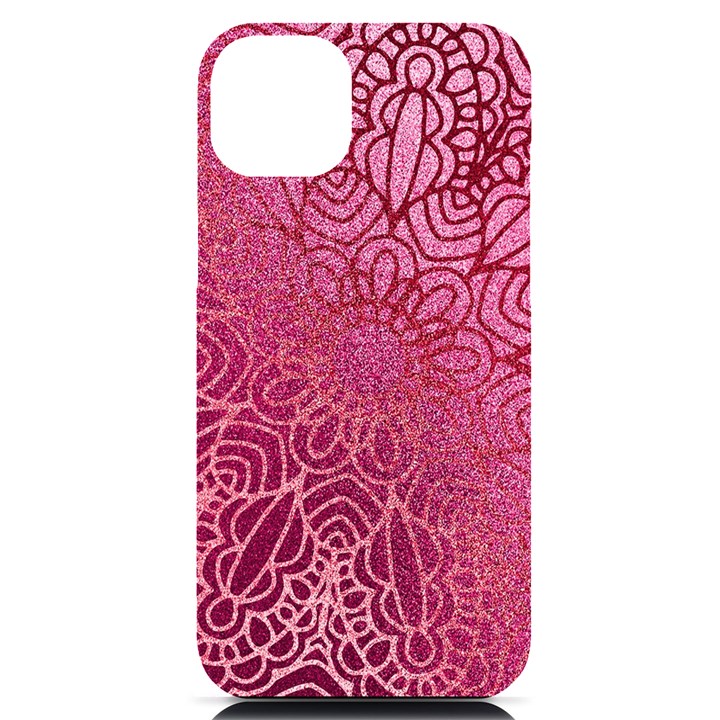 Pink Mandala Glitter Bohemian Girly Glitter iPhone 14 Plus Black UV Print Case