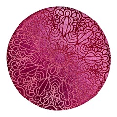 Pink Mandala Glitter Bohemian Girly Glitter Round Glass Fridge Magnet (4 Pack) by uniart180623