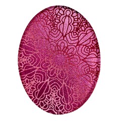 Pink Mandala Glitter Bohemian Girly Glitter Oval Glass Fridge Magnet (4 Pack) by uniart180623