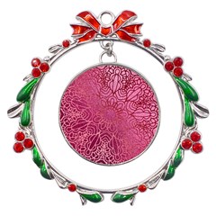 Pink Mandala Glitter Bohemian Girly Glitter Metal X mas Wreath Ribbon Ornament by uniart180623