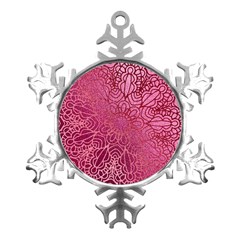 Pink Mandala Glitter Bohemian Girly Glitter Metal Small Snowflake Ornament by uniart180623