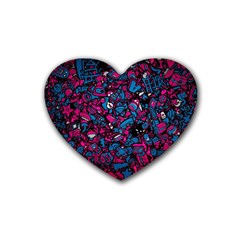 Grafitti Graffiti Abstract Artwork Digital Rubber Heart Coaster (4 Pack) by uniart180623