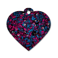 Grafitti Graffiti Abstract Artwork Digital Dog Tag Heart (two Sides) by uniart180623