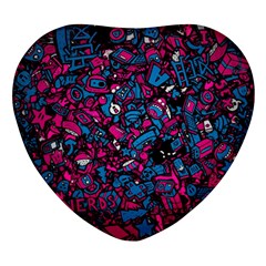 Grafitti Graffiti Abstract Artwork Digital Heart Glass Fridge Magnet (4 Pack)