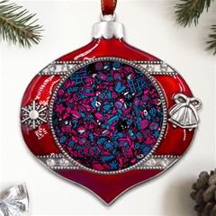 Grafitti Graffiti Abstract Artwork Digital Metal Snowflake And Bell Red Ornament