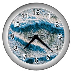 Waves Wave Nature Beach Wall Clock (Silver)