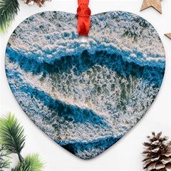 Waves Wave Nature Beach Heart Ornament (Two Sides)