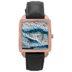 Waves Wave Nature Beach Rose Gold Leather Watch 