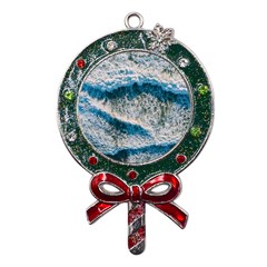 Waves Wave Nature Beach Metal X mas Lollipop With Crystal Ornament by uniart180623