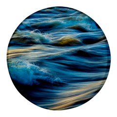 Waves Abstract Waves Abstract Round Glass Fridge Magnet (4 Pack)