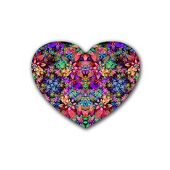 Flower Patterns Abstract Pattern Digital Art Rubber Heart Coaster (4 Pack) by uniart180623