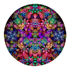 Flower Patterns Abstract Pattern Digital Art Round Glass Fridge Magnet (4 Pack)