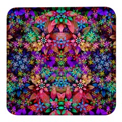 Flower Patterns Abstract Pattern Digital Art Square Glass Fridge Magnet (4 Pack)