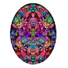 Flower Patterns Abstract Pattern Digital Art Oval Glass Fridge Magnet (4 Pack)