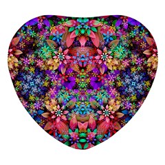 Flower Patterns Abstract Pattern Digital Art Heart Glass Fridge Magnet (4 Pack)