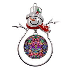 Flower Patterns Abstract Pattern Digital Art Metal Snowman Ornament by uniart180623