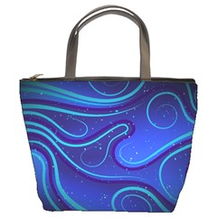 Spiral Shape Blue Abstract Bucket Bag by uniart180623