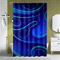 Spiral Shape Blue Abstract Shower Curtain 48  X 72  (small)  by uniart180623