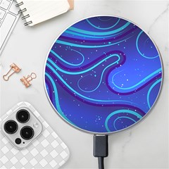 Spiral Shape Blue Abstract Wireless Fast Charger(white) by uniart180623