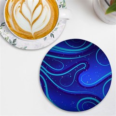 Spiral Shape Blue Abstract Uv Print Round Tile Coaster by uniart180623