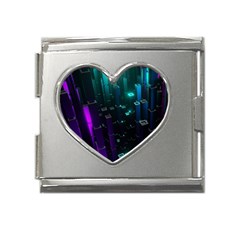 Abstract Building City 3d Mega Link Heart Italian Charm (18mm) by uniart180623