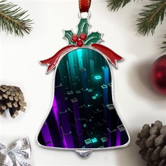 Abstract Building City 3d Metal Holly Leaf Bell Ornament by uniart180623