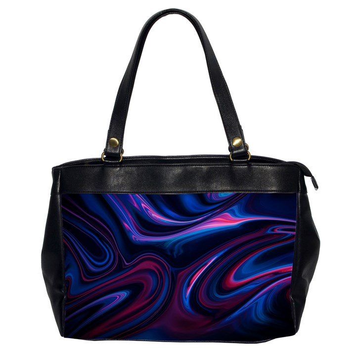 Purple Blue Swirl Abstract Oversize Office Handbag (2 Sides)