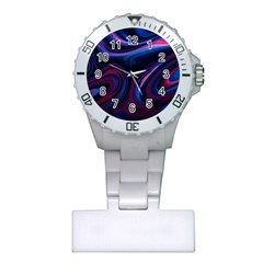 Purple Blue Swirl Abstract Plastic Nurses Watch by uniart180623