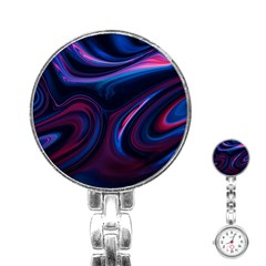 Purple Blue Swirl Abstract Stainless Steel Nurses Watch by uniart180623