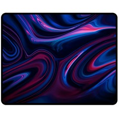 Purple Blue Swirl Abstract Two Sides Fleece Blanket (medium) by uniart180623