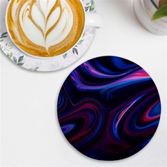 Purple Blue Swirl Abstract Uv Print Round Tile Coaster by uniart180623