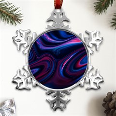 Purple Blue Swirl Abstract Metal Small Snowflake Ornament