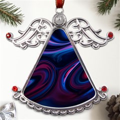 Purple Blue Swirl Abstract Metal Angel With Crystal Ornament