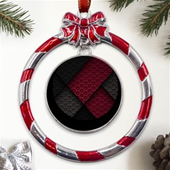 Red Black Abstract Pride Abstract Digital Art Metal Red Ribbon Round Ornament