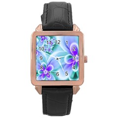 Abstract Flowers Flower Abstract Rose Gold Leather Watch  by uniart180623