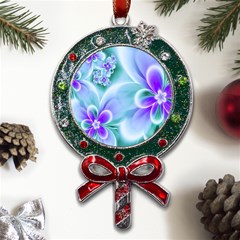 Abstract Flowers Flower Abstract Metal X mas Lollipop With Crystal Ornament