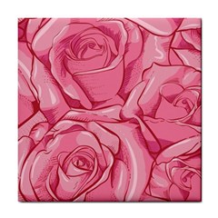 Pink Roses Pattern Floral Patterns Tile Coaster by uniart180623