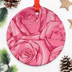 Pink Roses Pattern Floral Patterns Ornament (round) by uniart180623