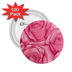 Pink Roses Pattern Floral Patterns 2 25  Buttons (100 Pack)  by uniart180623