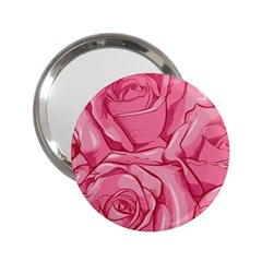 Pink Roses Pattern Floral Patterns 2 25  Handbag Mirrors by uniart180623