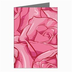 Pink Roses Pattern Floral Patterns Greeting Cards (pkg Of 8) by uniart180623