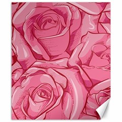 Pink Roses Pattern Floral Patterns Canvas 8  X 10  by uniart180623