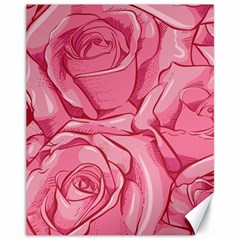 Pink Roses Pattern Floral Patterns Canvas 11  X 14  by uniart180623