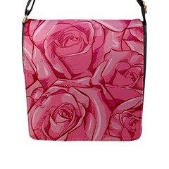 Pink Roses Pattern Floral Patterns Flap Closure Messenger Bag (l) by uniart180623