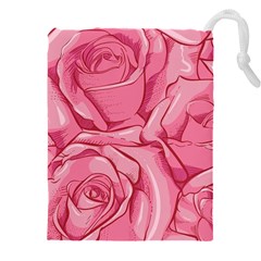 Pink Roses Pattern Floral Patterns Drawstring Pouch (4xl) by uniart180623