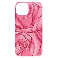 Pink Roses Pattern Floral Patterns Iphone 14 Black Uv Print Case