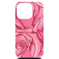 Pink Roses Pattern Floral Patterns Iphone 14 Pro Black Uv Print Case by uniart180623