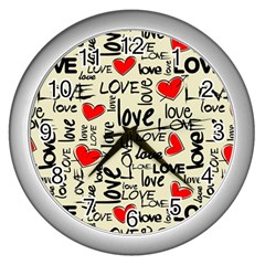 Love Abstract Background Textures Creative Grunge Wall Clock (silver) by uniart180623