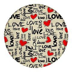 Love Abstract Background Textures Creative Grunge Round Glass Fridge Magnet (4 Pack)