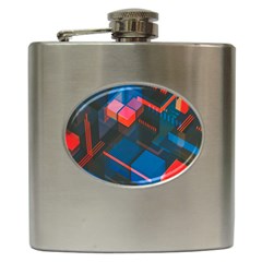 Minimalist Abstract Shaping Abstract Digital Art Hip Flask (6 Oz) by uniart180623